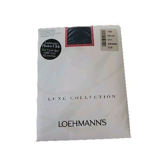 Loehmann's Luxe Collection Dark Navy Pantyhose Size B Vintage NOS Silken Sheer - Picture 1 of 6